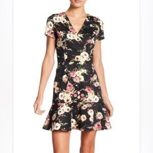 Aqua Black Floral Mini Dress